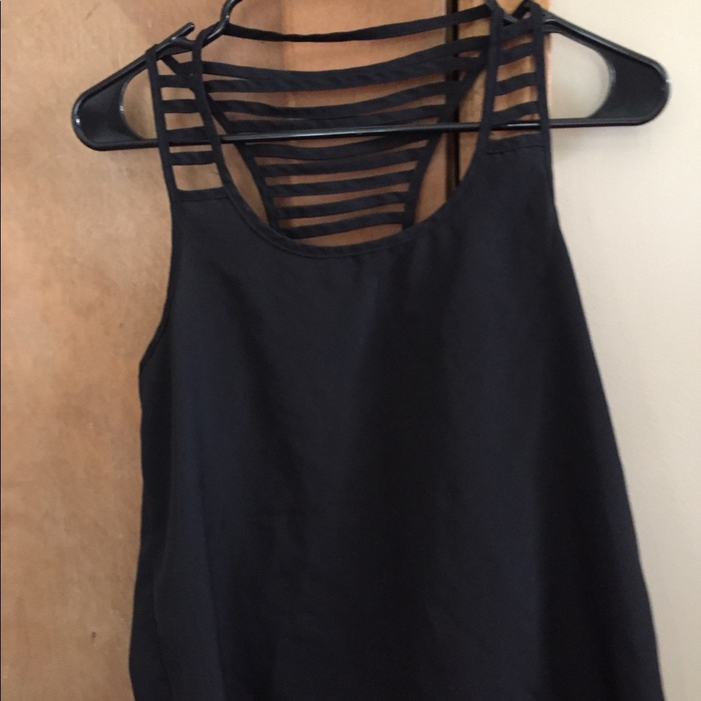 Black Chiffon Ladder Tank Top